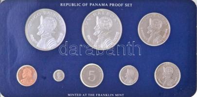 Panama 1983. 1c-5B Br, Cu-Ni, Ag (8xklf) forgalmi sor dísztokban T:PP / Panama 1983. 1 Centesimo - 5 Balboas Br, Cu-Ni, Ag (8xdiff) coin set in case C:PP Krause KM#22, KM#85, KM#23.2, KM#87, KM#11a, KM#89, KM#90, KM#91