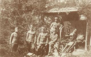 1917 Osztrák-magyar álcázott ágyú a hegyekben. Tábori Posta 648. / WWI K.u.k. military, camouflaged cannon in the mountains. photo + K.u.K. Inf. Reg. von Hindenburg No. 69.  Reserve Baon