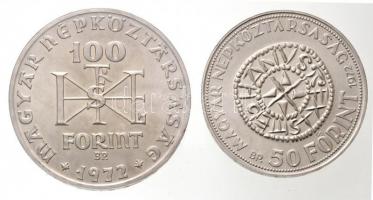 1972. 50Ft Ag + 100Ft Ag "Szent István" pár T:BU 
Adamo EM38, EM39