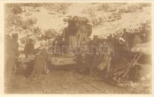 1915 Dél-Tirol, 30,5-es ágyú felállítása télen / WWI K.u.k military in Südtirol, installation of a 30,5 cm Mortar cannon in winter. photo