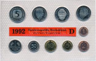Németország 1992D 1pf-5M (10xklf) forgalmi sor T:PP Germany 1992D 1 Pfennig - 5 Mark (10xdiff) coin set C:PP