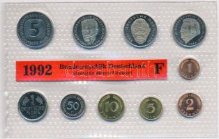 Németország 1992F 1pf-5M (10xklf) forgalmi sor T:PP Germany 1992F 1 Pfennig - 5 Mark (10xdiff) coin set C:PP