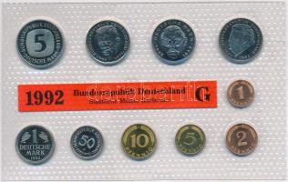 Németország 1992G 1pf-5M (10xklf) forgalmi sor T:PP Germany 1992G 1 Pfennig - 5 Mark (10xdiff) coin set C:PP