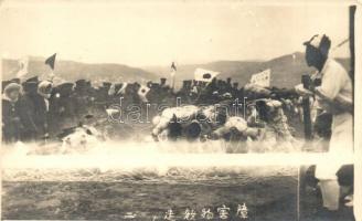 3 db sport motívumlap (2 régi fotó és 1 modern labdarúgás), Cambridge evezős csapat / 3 sport motive...