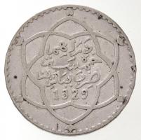 Marokkó 1911. (1329) 1/2R Ag Abd-al Hafid T:2 kis ph. Morocco 1911. (1329) 1/2 Rial Ag Abd al-Hafiz C:XF small edge error Krause Y#24