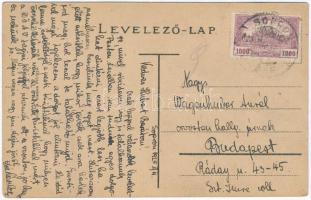 1925 Bajmóc-fürdő, Bojnice; utcakép várral. Gubits B. kiadása / street view with the castle in the b...