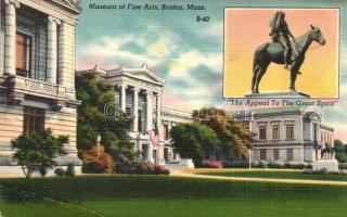 Boston - 2 pre-1945 town-view postcards: State House, Beacon Hill, Museum of Fine Arts