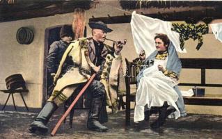 Hortobágy - 8 db régi képeslap, folklór