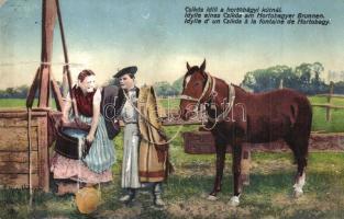 Hortobágy - 8 db régi képeslap, folklór