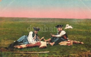 Hortobágy - 8 db régi képeslap, folklór