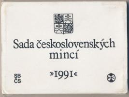 Csehszlovákia 1991. 1h-10K (9xklf) forgalmi sor műanyag tokban T:1  Czechoslovakia 1991. 1 Haler - 5 Korun (9xdiff) coin set in plastic case C:UNC