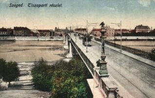 Szeged, Tisza parti részlet, híd, villamos (r)