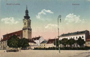 Lajtabruck, Bruck and der Leitha; Fő tér és templom / Hauptplatz / main square, church (EK)