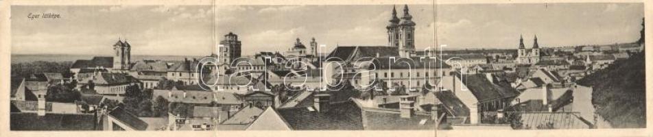 Eger. Három-részes panorámalap az Érseki líceum csillagvizsgáló tornyával / 3-tiled panoramacard