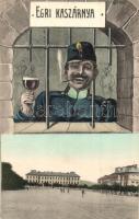 Eger, Humoros montázslap az egri kaszárnyából / Humorous montage postcard from the barracks (Rb)