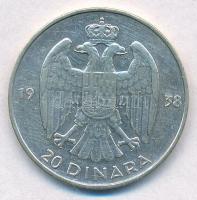 Jugoszlávia 1938. 20D Ag "II. Péter" T:2 
Yugoslavia 1938. 20 Dinara Ag "Petar II&qu...