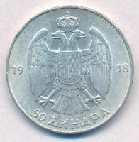 Jugoszlávia 1938. 50D Ag "II. Péter" T:2 
Yugoslavia 1938. 50 Dinara Ag "Petar II&qu...