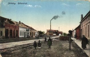 Párkány, Stúrovó; Rákóczi út, gyár a háttérben, Drozdy Aladár üzlete / street view with factory in the background, shop (Rb)