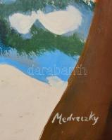 Medveczky jelzéssel: Szánkózó gyerekek. Olaj, farost, 68×71 cm