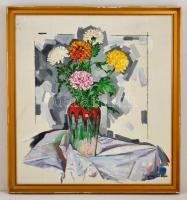 Négely jelzéssel: Virágcsendélet. Olaj, vászon, keretben, 70×63 cm