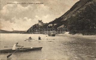 Visegrád, Duna részlet Salamon toronnyal, csónakázók