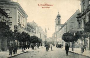 Székesfehérvár, Nádor utca, Mihályi József kárpitos üzlete, Kereskedelmi bank. W.L. 655. (fl)