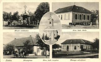 Letkés, Hősök emlékműve, Római katolikus templom és iskola, Községháza, Hangya szövetkezet (EK)