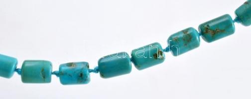 Türkiz nyaklánc, jelzett ezüst(Ag) csattal, h: 42 cm