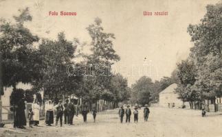 Balatonszemes, Faluszemes; Utcakép falubeliekkel. Deutsch József kiadása