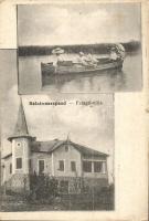 Balatonszepezd, Faragó villa, csónakázó társaság a Balatonon. Kiadja Gerő Adolf (kis szakadás / small tear)