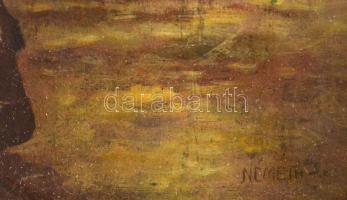 Németh jelzéssel: Lovasszekér, olaj, fa, üvegezett keretben, 20×15,5 cm