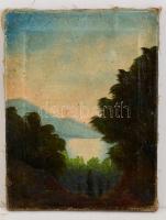 Markó jelzéssel: Kilátás a tóra. Olaj, vászon, 40×30 cm