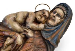 Mária a kis Jézussal, templomi szobor, festett fa, posztamenssel, kis sérülésekkel, m: 60 cm