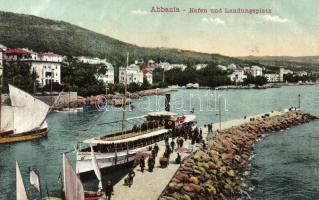 Abbazia, Hafen und Landungsplatz / port with steamship (fl)