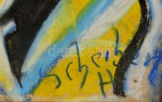 Scheiber jelzéssel: Dallamok. Pasztell, papír, üvegezett keretben, 43×30