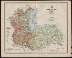 cca 1890 Sopron vármegye térképe. Posner Károly. 29x23 cm