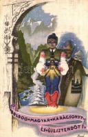 8 db régi Bozó irredenta ünnepi üdvözlőlap, művészlap / 8 pre-1945 Bozó signed irredenta greeting ca...