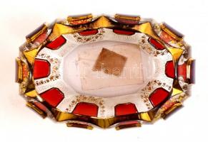 cca 1910 Venezia-Murano Company ovális jardinier, rubinpácos, kézzel festett aranyozással, kopott, k...