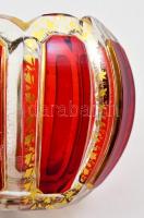 cca 1910 Venezia-Murano Company ovális jardinier, rubinpácos, kézzel festett aranyozással, kopott, k...