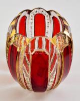 cca 1910 Venezia-Murano Company ovális jardinier, rubinpácos, kézzel festett aranyozással, kopott, k...