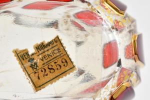 cca 1910 Venezia-Murano Company ovális jardinier, rubinpácos, kézzel festett aranyozással, kopott, k...