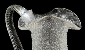 cca 1900 Muránói jégkockatartó kraklé kancsó, fújt, csavart fülű, jelzés nélkül, hibátlan, m: 29 cm ...