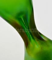 cca 1900 Johann Lötz Witwe, Klostermühle irizáló díszváza, tetején  réz montírozással, jelzés nélkül...