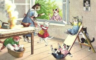 Cat family. Max Künzli No. 4733. - modern postcard