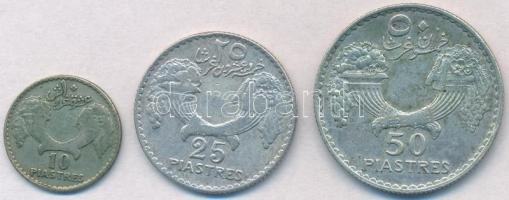 Libanon 1929. 10p Ag + 25p Ag + 50p Ag T:2,2- Lebanon 1929. 10 Piastres Ag + 25 Piastres Ag + 50 Piastres Ag C:XF,VF