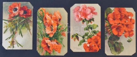 41 db RÉGI virágos litho művészlap, közte 37 db C. Klein szignóval / 41 pre-1945 flower litho art po...