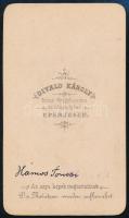 1868 pelsőczi Hámos Antal (1816-1871), keményhátú fotó, Eperjes, Divald Károly, a hátoldalon felirat...