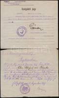 1917-1928 Vegyes okmány tétel: 2 db párbaj jegyzőkönyv, szolgálati jegy, jegyzőkönyv kiadásáról igaz...