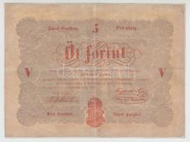 1848. 5Ft Kossuth bankó vörösesbarna nyomat T:restaurált Adamo G109