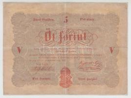 1848. 5Ft "Kossuth bankó" vörösesbarna nyomat T:restaurált Adamo G109